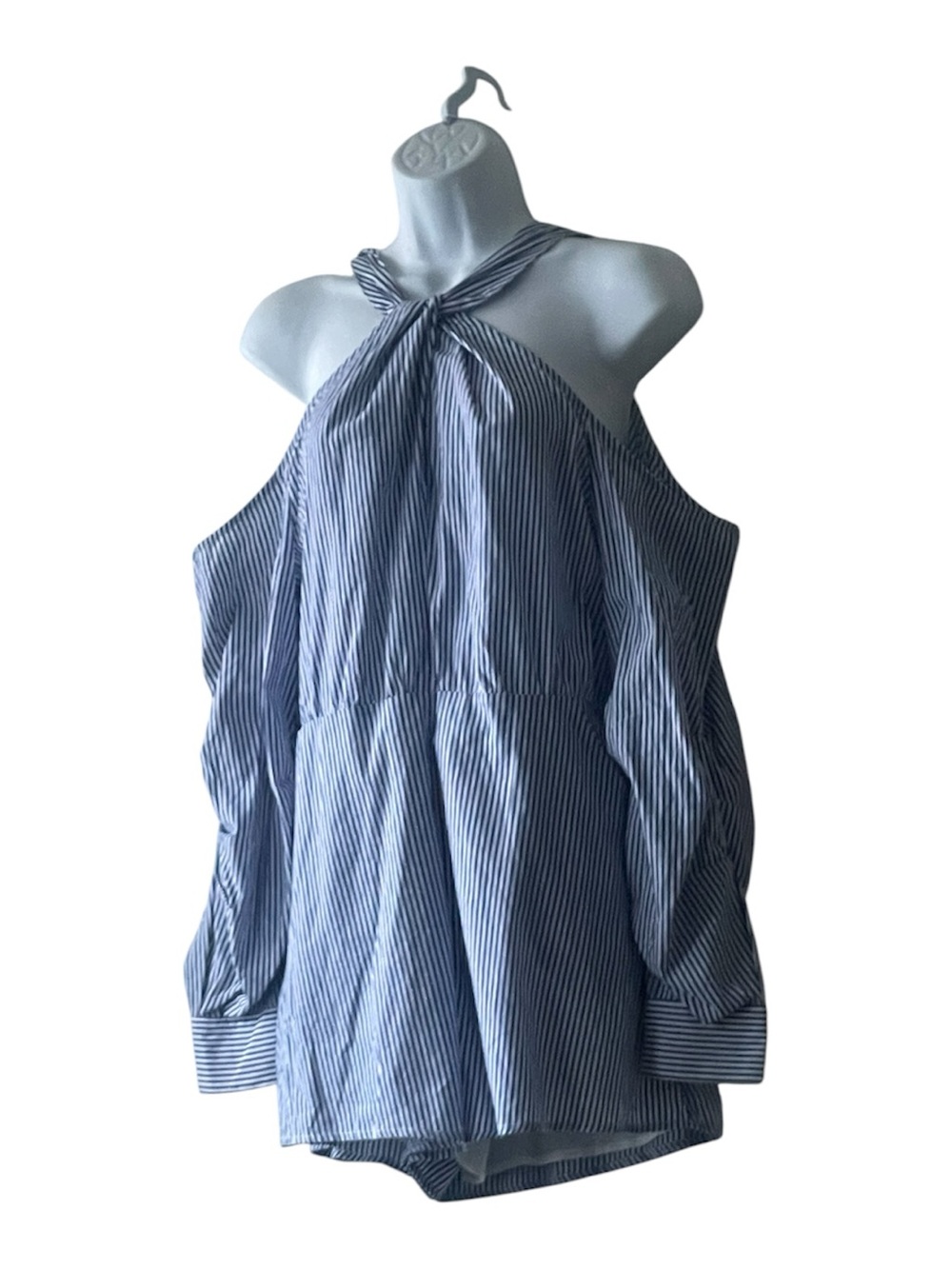 Lush Blue and White Striped romper